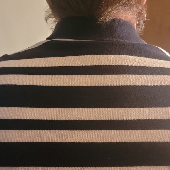 VINTAGE 1990s Polo Ralph Lauren Mens Black & White Striped Logo Shirt Size XXL - Picture 4 of 10